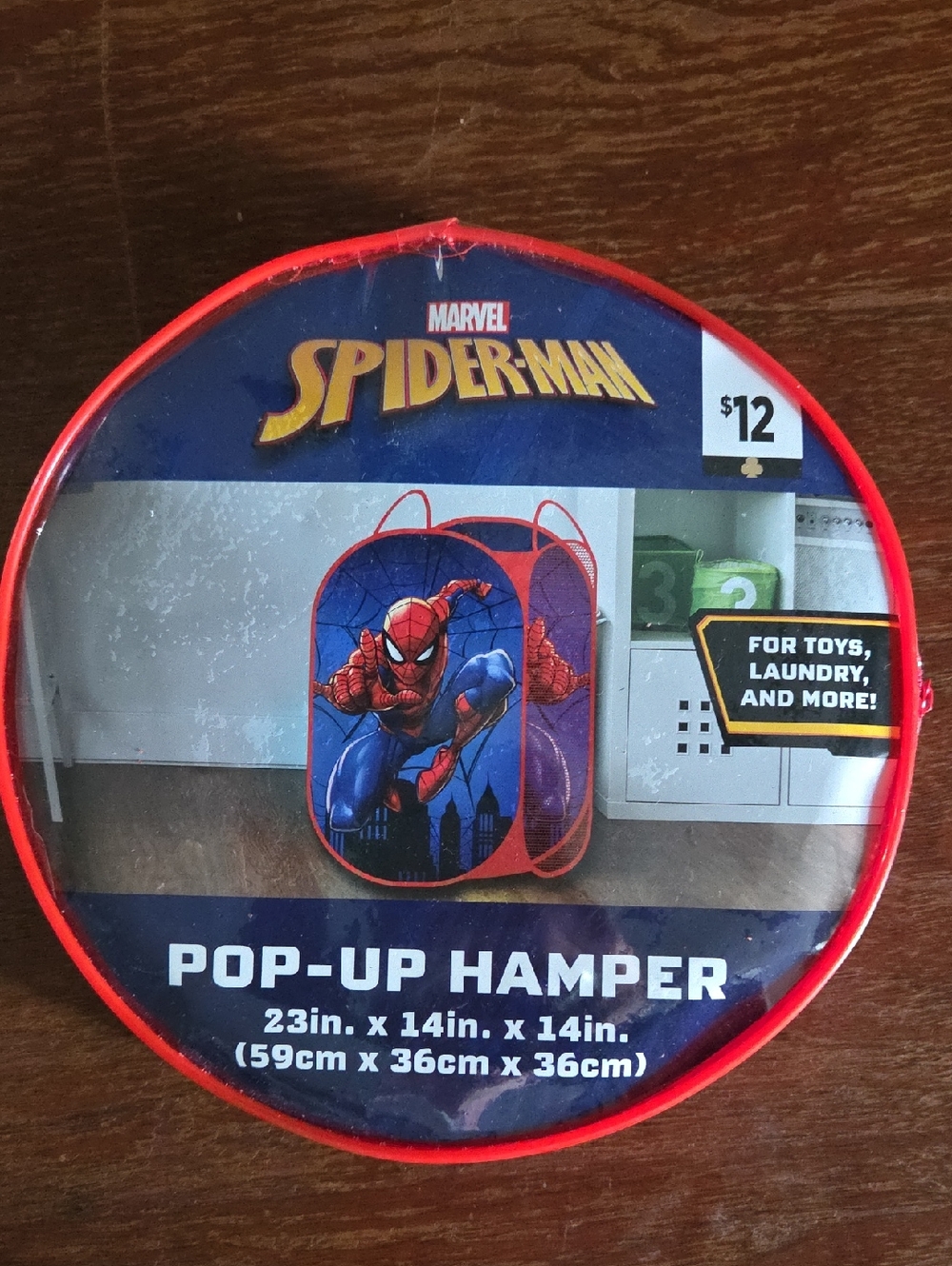 Marvel Spider-Man Red Pop-Up Hamper with Blue Graphics